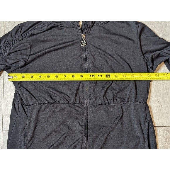 Te Verde Women's  Medium Dark Gray Track Jacket  Fitted Thumb Holes Runched - Picture 12 of 14